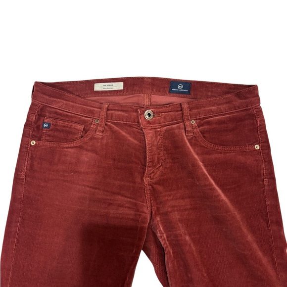 AG Adriano Goldschmied Women's 28 The Stevie Slim Straight Red Corduroy - Picture 10 of 11